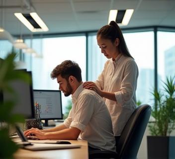 Corporate wellness massage program in office